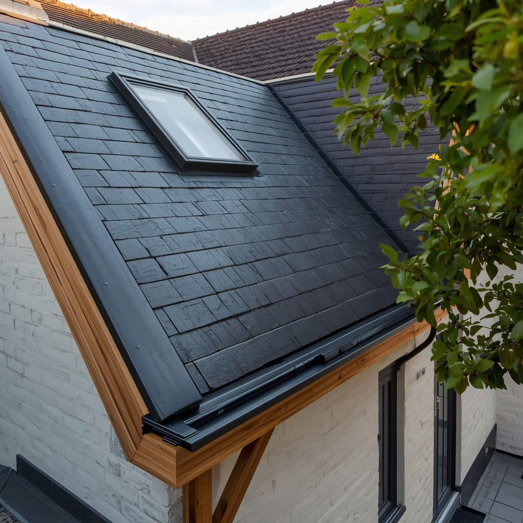 lucid-origin_Photograph_of_a_beautiful_finished_French_house_roof_seen_from_ground_level_at_s-1